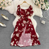 Vintage Puffy Short Sleeve Floral Dress