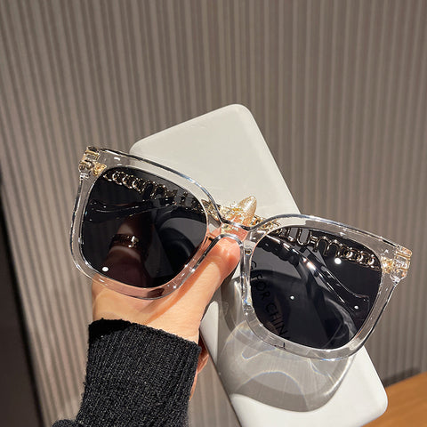 Hollowed Frame Crystal Teal Sunglasses