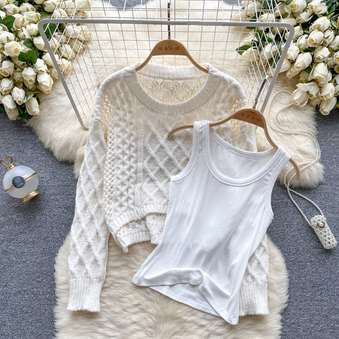 Twist Knitted Sweater&Camisole Layered 2Pcs