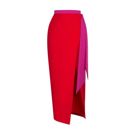 Bow-tie Color Blocking One-piece Swimwear&Skirt