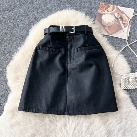 Chic PU Leather Hip-wrapping Skirt
