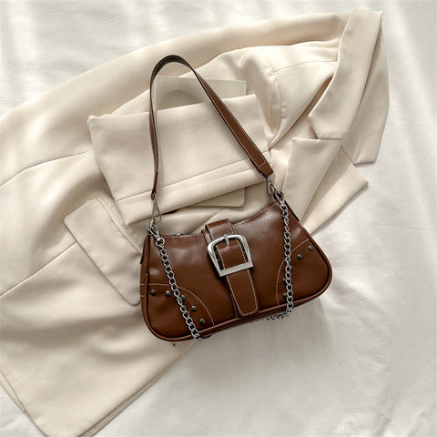 Vintage Chain Studded Crescent Bag