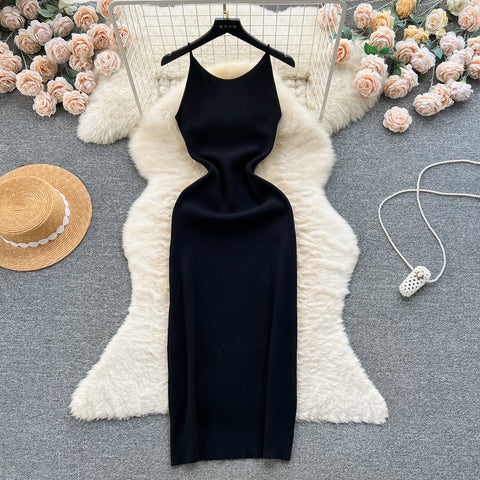 Simple Design Solid Color Slip Dress