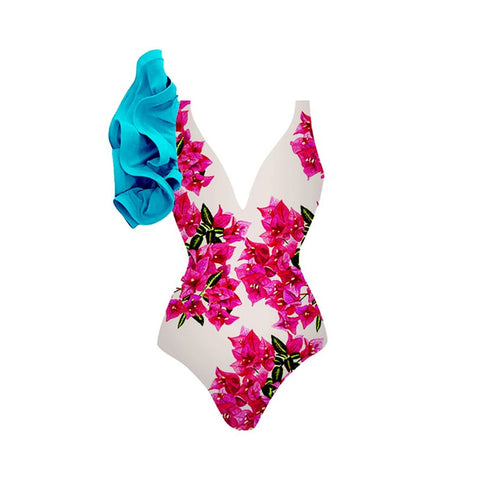 Ruffled One-piece Swimwear&Skirt Floral 2Pcs