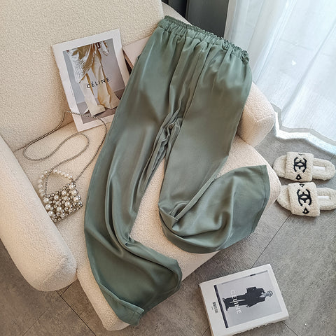 Drawstring Copper Spandex Draped Trousers