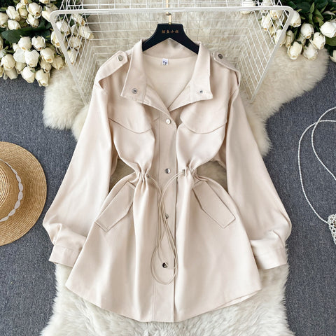 Simple Design Single-breasted Trench Coat