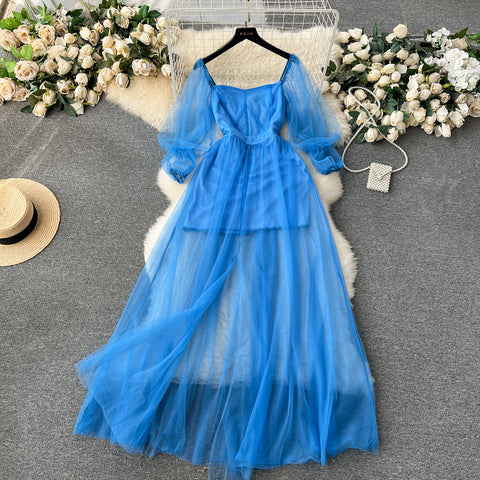 Solid Color Fairy Mesh Dress