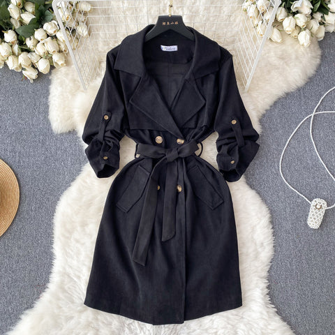 Korean Solid Color Trench Dress