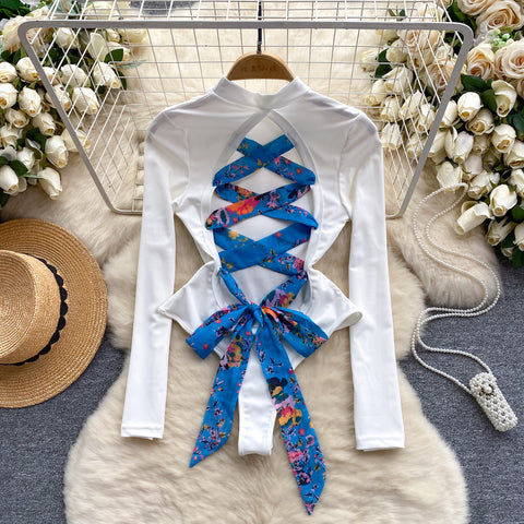 Floral Bow-tie Hollowed Jumpsuit