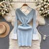 Niche V-neck Slim-fit Knitted Dress