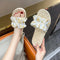 Floral Ruffled Ribbon Slippers