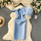 Elegant Asymmetric Slant Neckline Dress