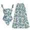 Ruffled Floral One-piece Swimwear&Skirt 2Pcs