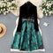 Vintage Jacquard Patchwork Velvet Dress
