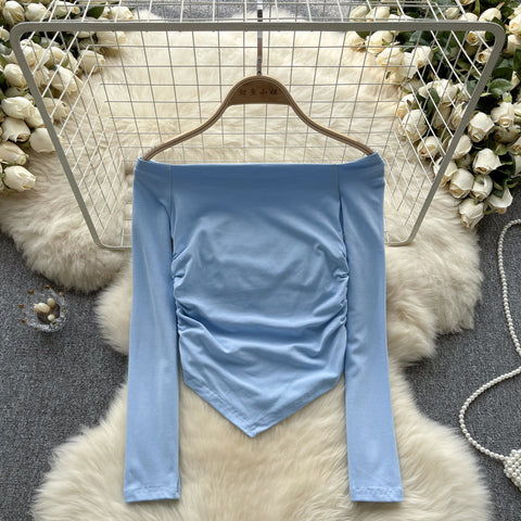 Irregular Design Pleated Bottoming Shirt