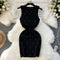 Lozenge Rhinestone Studded Knitted Dress