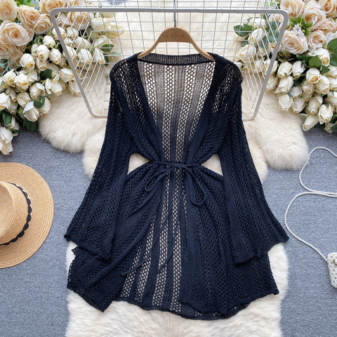 Korean Style Loose-fit Hollowed Cardigan