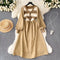 Vintage Striped Knit Patchwork Corduroy Dress