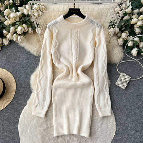 Solid Color Delicate Knitted Dress