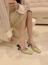Elegant Square-toe Slim-heeled Mules