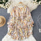 Elegant Lace-up Draped Printed Dress
