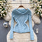 Lapel Collar Solid Color Knitwear