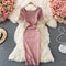 Vintage Solid Bodycon Knitted Dress