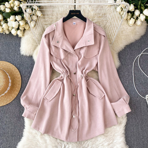 Simple Design Single-breasted Trench Coat