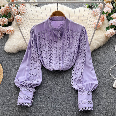 High-end Crochet Long Sleeve Blouse
