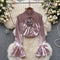 Elegant 3d Floral Loose-fitting Satin Shirt