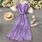 Solid Color Pleated Chiffon Dress