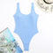 Solid Fluorescent Color Crinkle One-piece Swimsuit