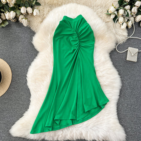 Solid Color Hip-wrapping Fishtail Skirt
