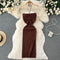 Solid Color Slim-fit Knitted Dress