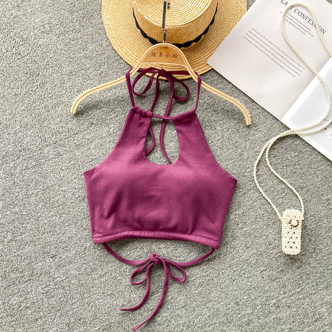 Hottie Lace-up Backless Halter Top