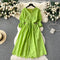 V-neck Puffy Sleeve Hollowed Dress