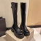 Niche Zipped Solid Color Knight Boots