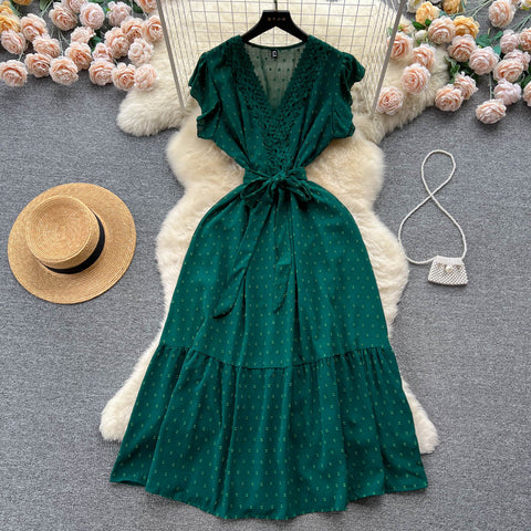 Niche Ruffled Lace Chiffon Dress