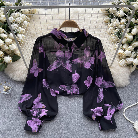 Floral Printed Loose-fit Chiffon Blouse