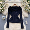 Lapel Collar Solid Color Knitwear