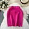 Candy Colored Wave Knitted Half-body Skirt
