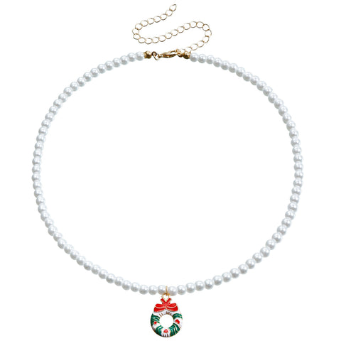 Pearl Chain Christmas Pendant Necklace