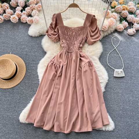 Fairy Square Collar Pleated Dress