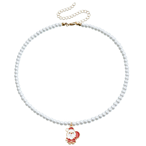 Pearl Chain Christmas Pendant Necklace