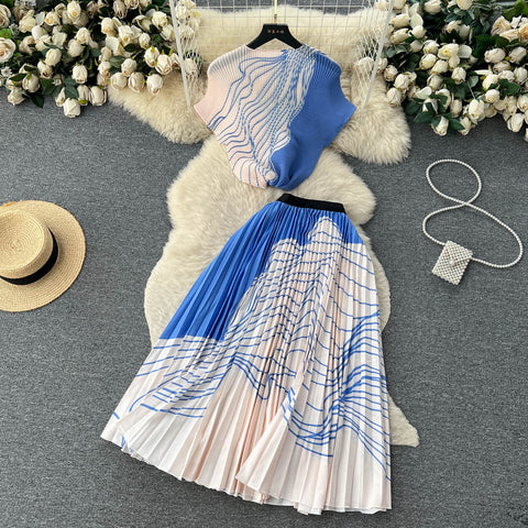 Top&Pleated Skirt Floral 2Pcs