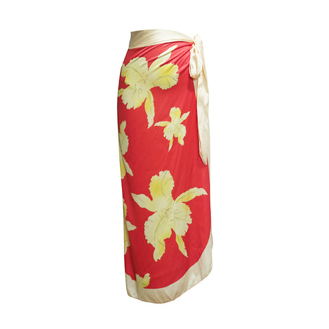 Vintage Floral Lace-up Swimwear&Wrap Skirt