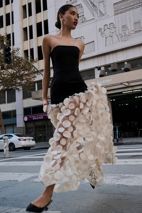 Circular Mesh Patchwork Bustier Dress