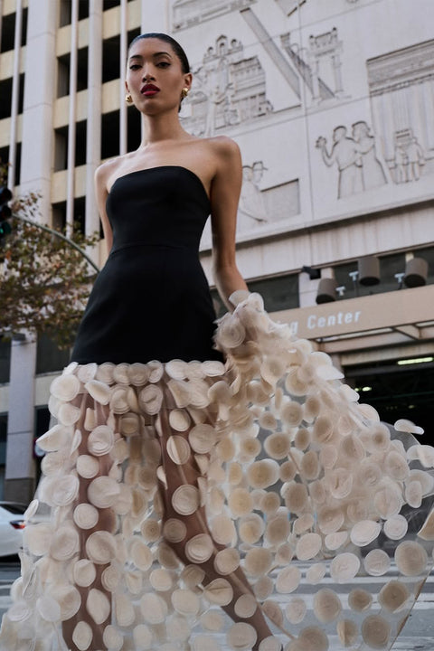 Circular Mesh Patchwork Bustier Dress