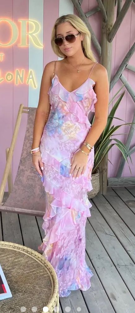 Sweetie Tie-dye Ruffled Slip Dress