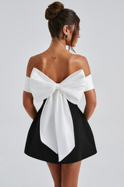 Black & White Back Bow Bustier Dress